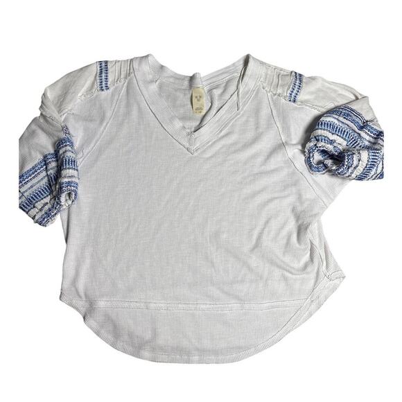 We The Free Waffle Knit Thermal Tee M Slouchy Boho Cottagecore FP Top - Picture 1 of 5